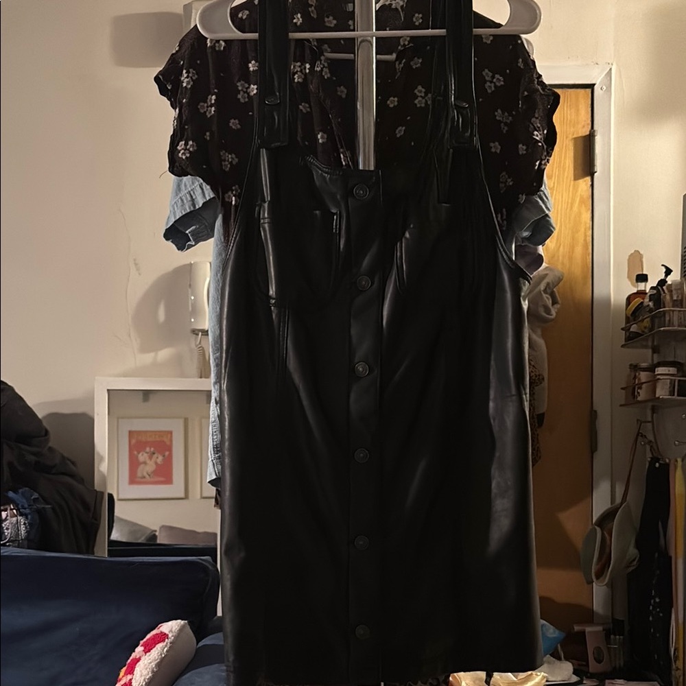 AE Vegan Leather Pinafore Dress
